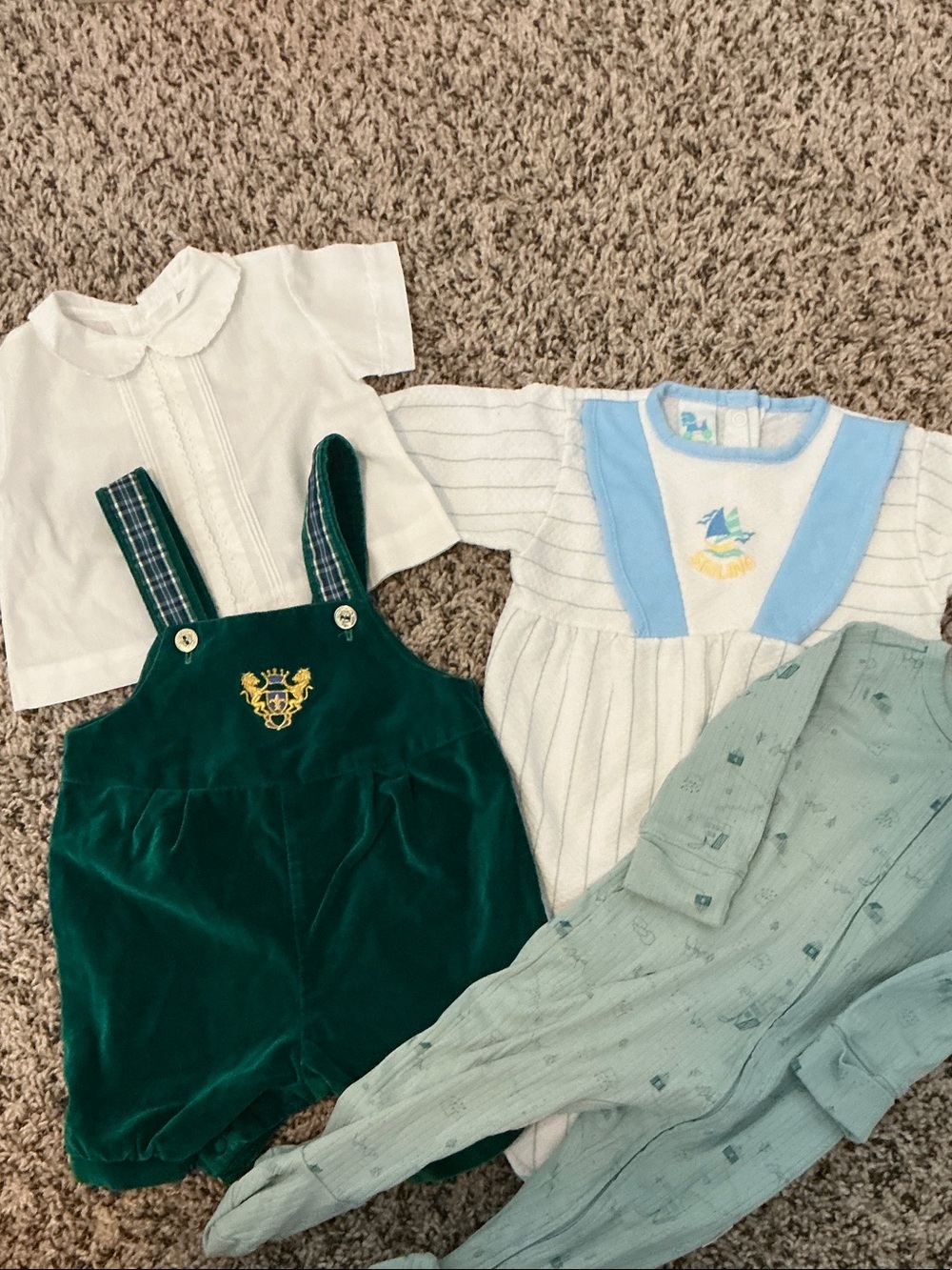 Bundle of 6-9 mo baby boy outfits, sleepers